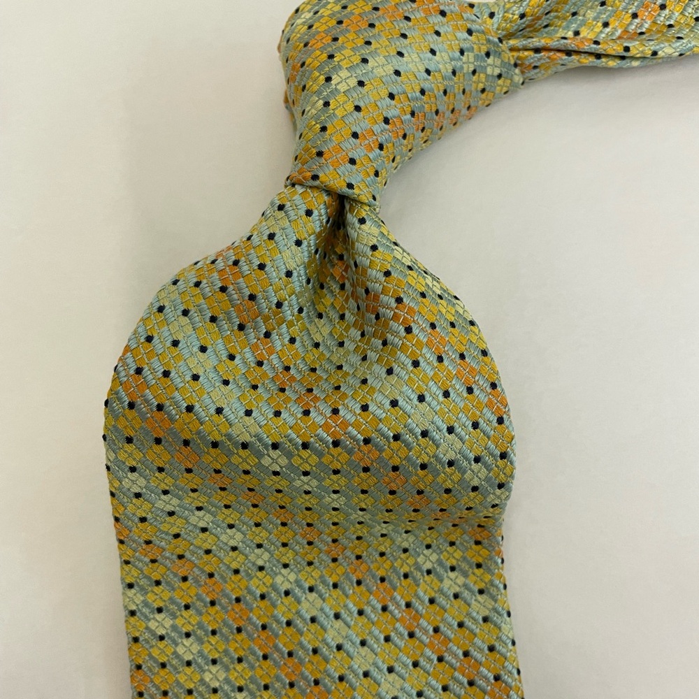 Ermenegildo Zegna Vintage Iridescent‎ Circle Stripe Woven Silk  Power Tie
